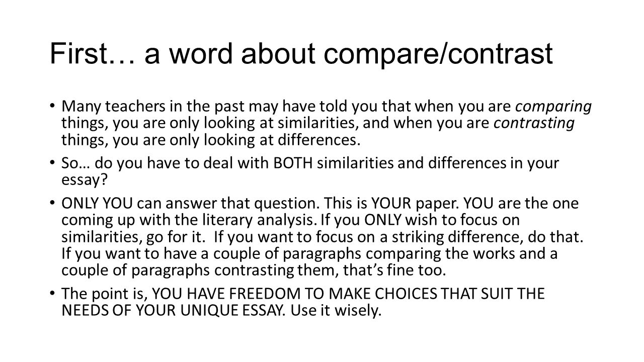 writing a literary compare and contrast essay